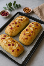 Load image into Gallery viewer, Rosewater Almond Loaf — with Edible Rose Petals